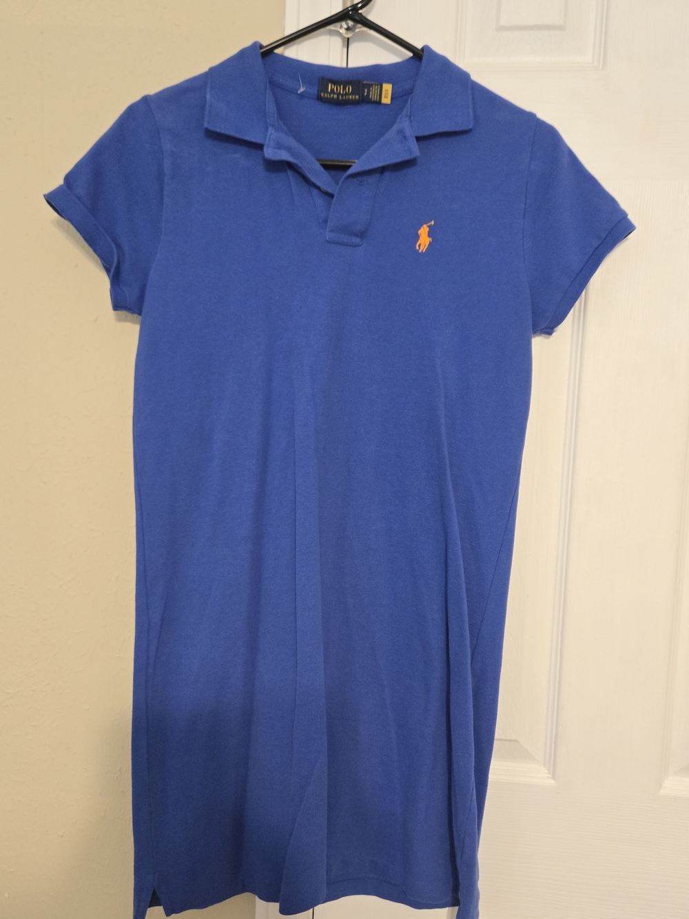 Ralph Lauren Girls Royal Blue Polo Dress with Orange Pony